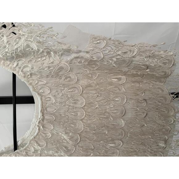 80s 90s Crop Tank Women's White Embroidered Lace Top Sam Large - Picture 3 of 7